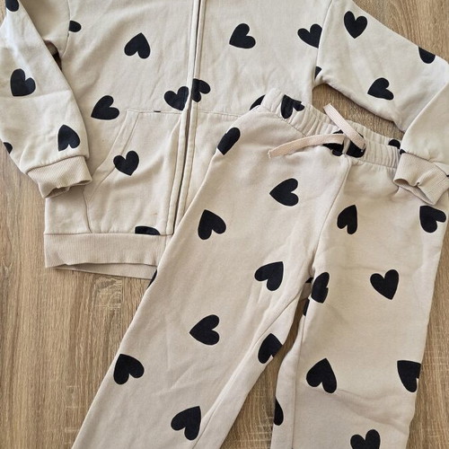 H&M girls' tracksuit used, beige, ages 5-7