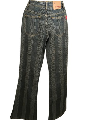 Unique striped vintage jeans new, dark green