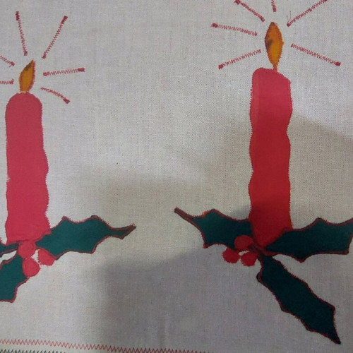 Table runner 100x40cm Christmas embroidery appliqué with red candle design