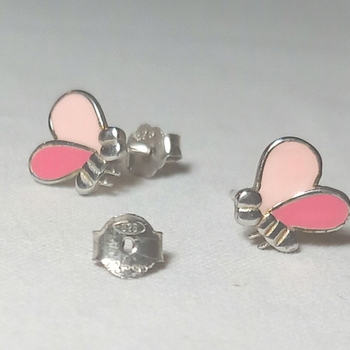 Silver earrings with enamel new, pink and silver