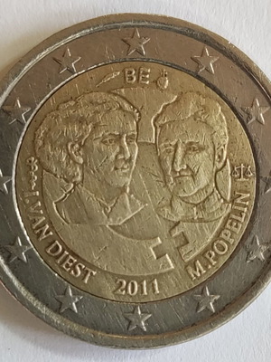 Βέλγιο 2€ 2011 Συλλεκτικό επετειακό δίευρο 100 χρόνια Διεθνούς Ημέρας της Γυναίκας μεταχειρισμένο
