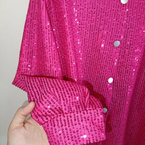 Fuchsia Shirt with Sequins like new, size L
