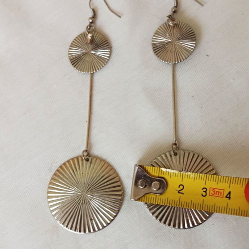 Long dangle earrings with double circles and rhinestones new