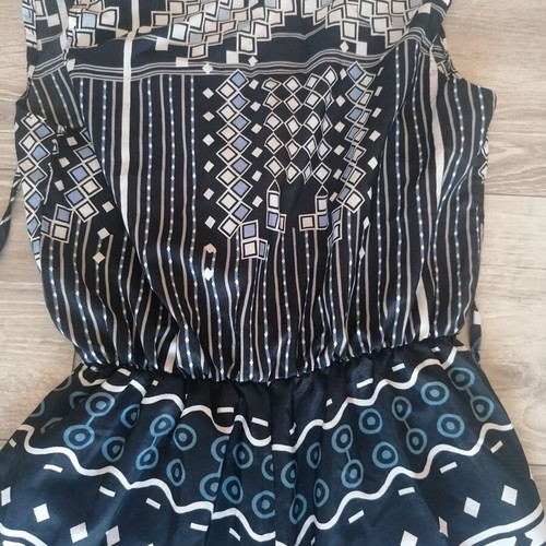 One-piece short romper new, black and blue