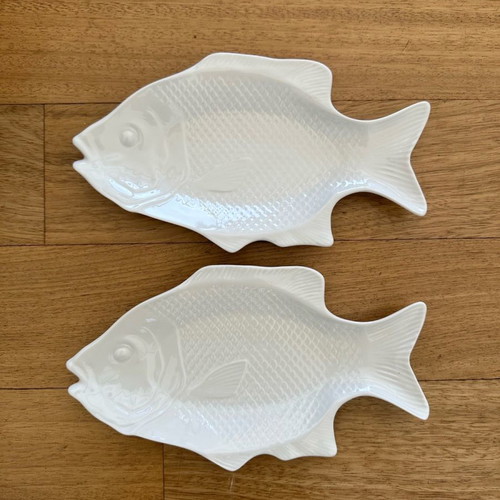 Porcelain serving platters new fish-shaped set of 2