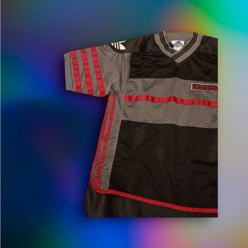 Adidas vintage mesh jersey used, size S, black-red
