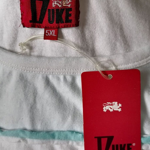 Duke men's long sleeve 5XL cotton shirt new, white turquoise