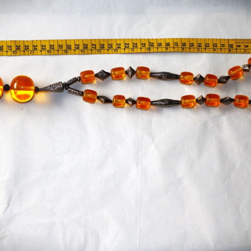 Artificial Amber Necklace with Sterling Silver 925 New