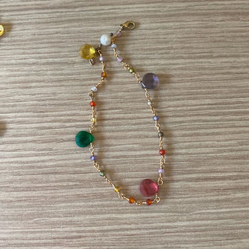 Jewelry set with colorful stones stainless steel gold plated like new