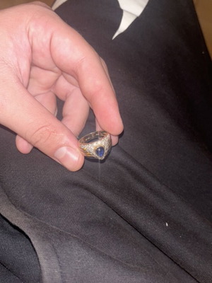 Gold 14k Cavalier ring with real blue stone