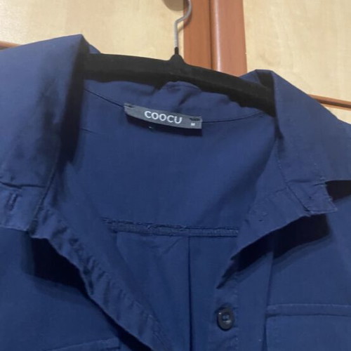 Coocu women's long-sleeve shirt tunic navy blue size M like new