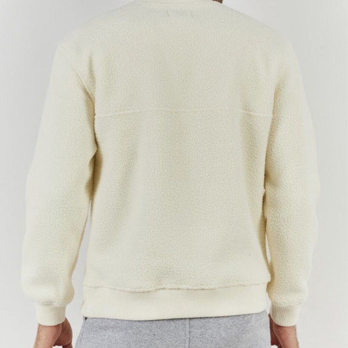 TopMan Teddy Sweater new, men's white fleece sweatshirt S-M