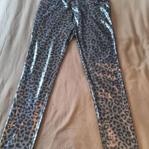 Zara leopard metallic pants refurbished with sequins