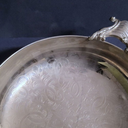 Silver-plated fruit bowl used, Italian made with decorative engraving