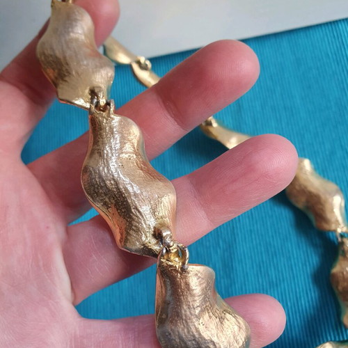 Vintage 80s set necklace and clip earrings Maxine Denker like new, gold tone