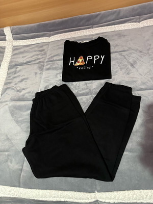 Minerva thin long-sleeve pajama like new, black, size S
