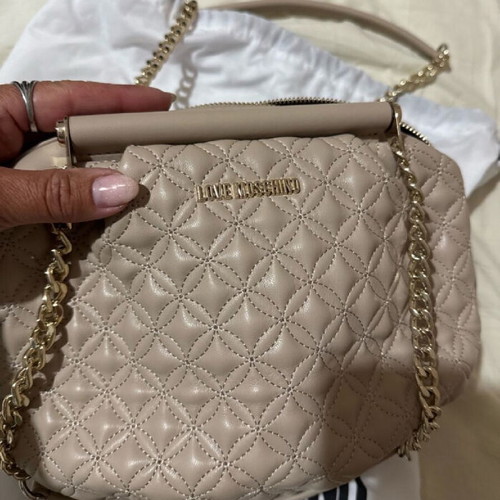 Love Moschino shoulder bag leather beige like new medium size