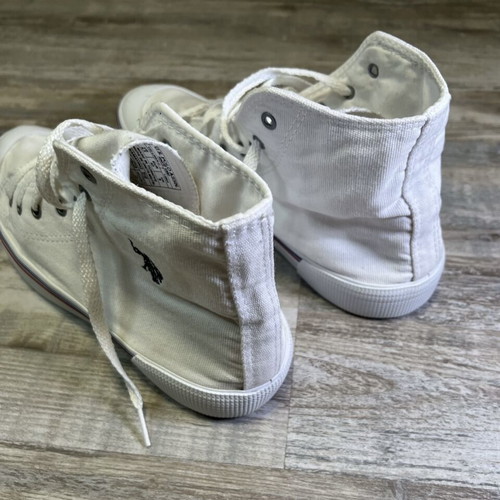 U.S. Polo Assn. high top sneakers white canvas used, men's size 9.5