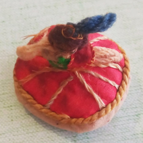 Pincushion Vintage Handmade Souvenir from Madeira 1950s-1960s used