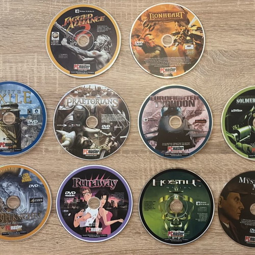 PC Master full games pack of 10 CDs/DVDs used, retro computing