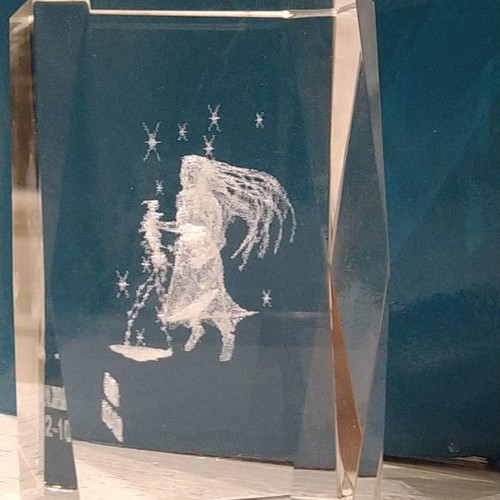 Engraved Crystal with Libra Zodiac Sign