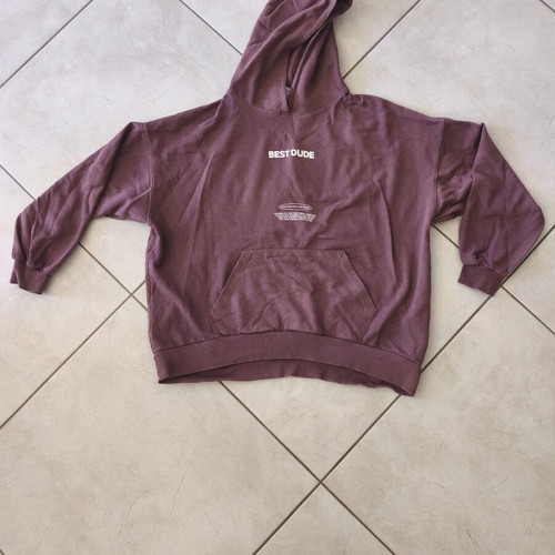Pull & Bear Oversized Hoodie used, purple burgundy, best dude print