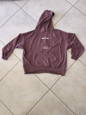 Pull & Bear Oversized Hoodie used, purple burgundy, best dude print
