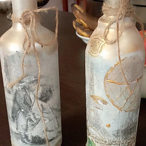 Hand-painted bottles set of two new