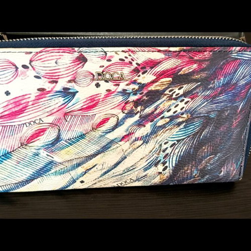 Doca Large Wallet with Compartments like new, white and blue
