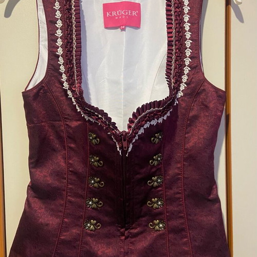 Bavarian dirndl sleeveless corset top new, burgundy