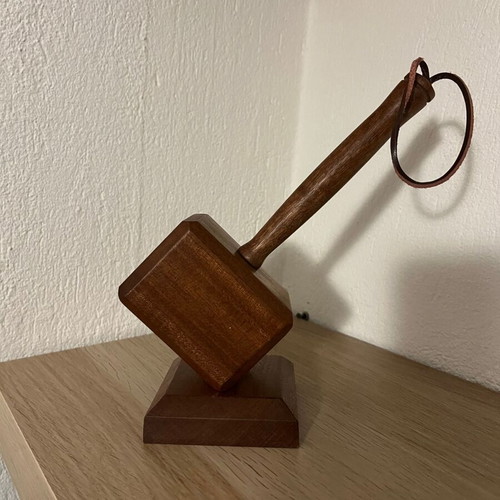 Decorative wooden hammer - bottle opener