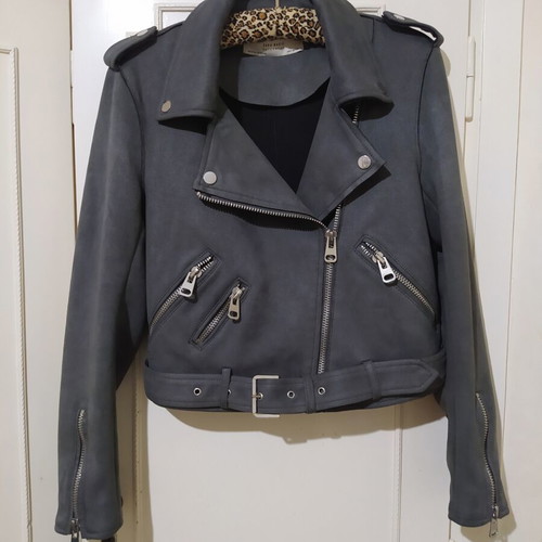 Zara suede jacket gray size medium like new