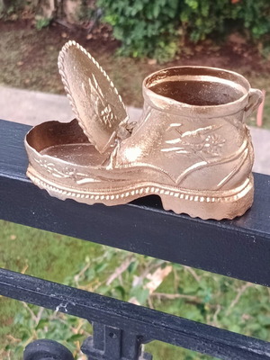 Vintage metal ashtray in boot shape Italian made used