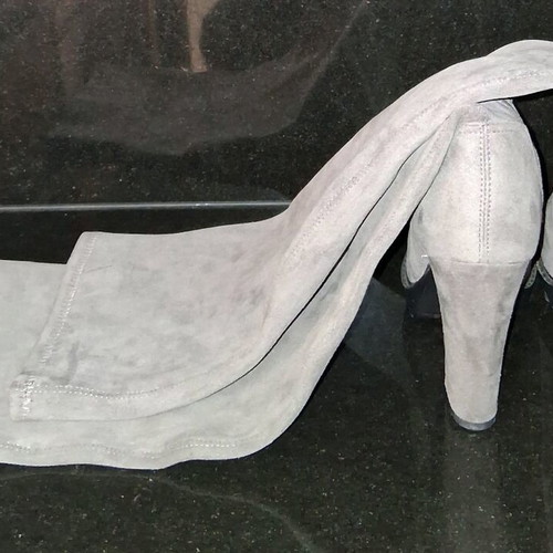 Grey boots size 36 new velour with thick heel