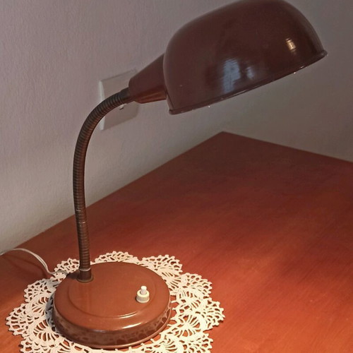 Vintage table desk lamp used, brown mid-century 1960