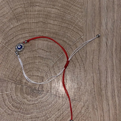 Handmade Martaki with Eye and Small Diamonds like new, white and red