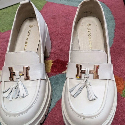 Gianna Kazakou leather loafers used, beige, size 38