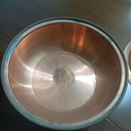 Copper Cooking Pots used, set of two, 30 and 32 cm
