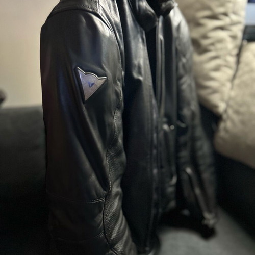 Dainese Black Leather Motorcycle Jacket used, size 46