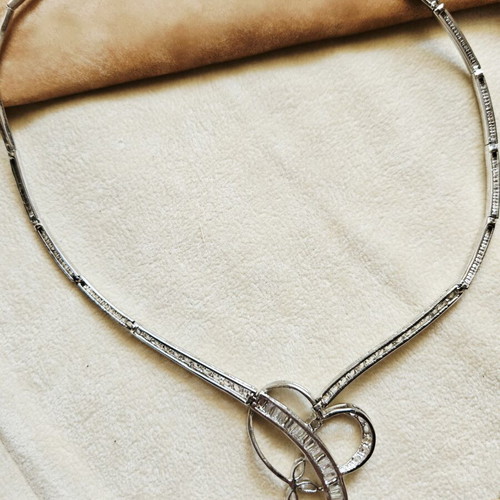 925 Silver Necklace, platinum plated, impressive design