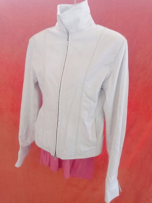 Δερμάτινο λευκό σακάκι Soma μεταχειρισμένο, μέγεθος S