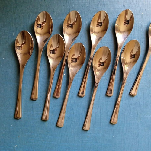 AMC dessert spoons used, set of 10, 18/10 stainless steel