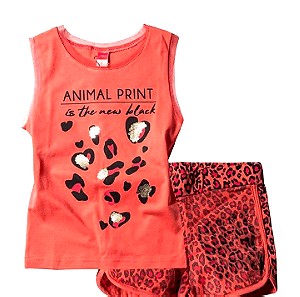 Σετ T-shirt και σορτσάκι για κορίτσι 12 ετών με animal print