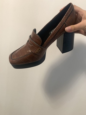 Mango Croc-Effect platform moccasins σαν καινούργιο, καφέ νούμερο 38