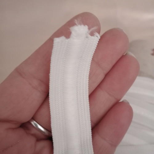 White flat elastic 2cm new, 19.5 meters with cord