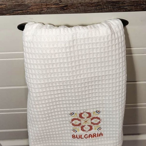 Cotton towel new with Bulgarian traditional embroidery 43x60cm