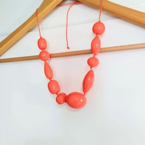 Zara pop colorblock statement necklace orange adjustable length