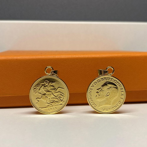 Gold-plated English lira pendant with King George new