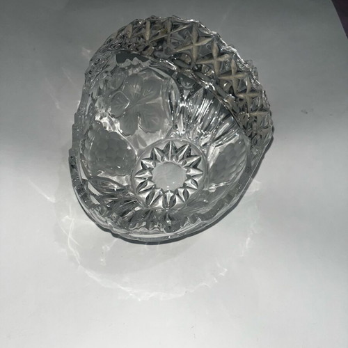 Crystal fondue bowl used, leaf and grape design