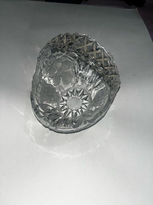 Crystal fondue bowl used, leaf and grape design